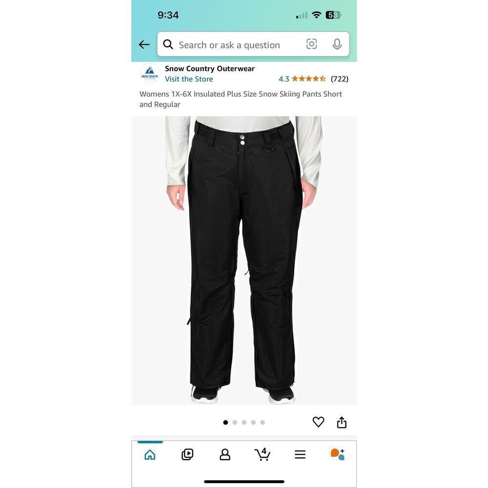 Snow Country Outerwear Rider Pant Black Snow Pants Plus Size New in Package